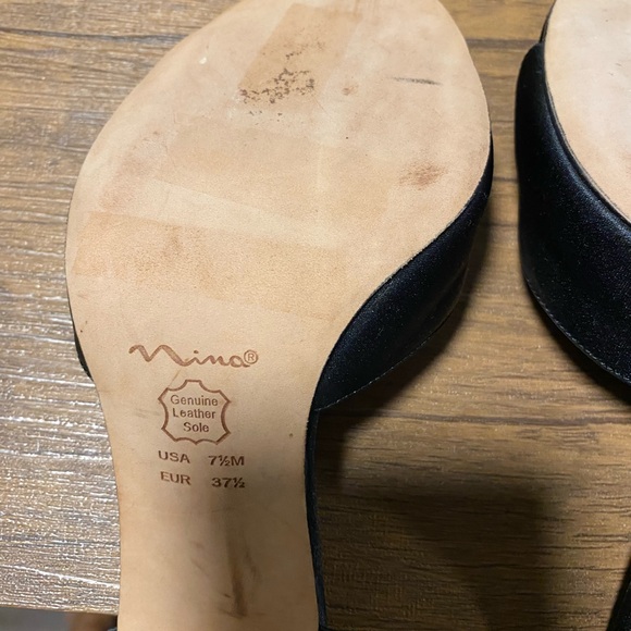 SALE  Black Satin Open Towed Shoes by Nina - Picture 10 of 10